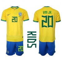 Dětský Fotbalový dres Brazílie Vinicius Junior #20 MS 2022 Domácí Krátký Rukáv (+ trenýrky)